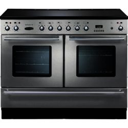 Rangemaster Toledo XT 110 - 77270 Ceramic Electric Range Cooker in Stainless Steel with Chrome handles